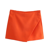 Asymmetrische Shorts-Rock mit seitlichem Reißverschluss für Frauen | Ideal für den Frühling in Orange