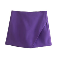Asymmetrische Shorts-Rock mit seitlichem Reißverschluss für Frauen | Ideal für den Frühling in Lila