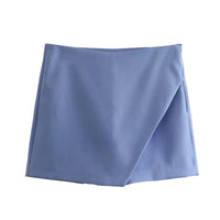 Asymmetrische Shorts-Rock mit seitlichem Reißverschluss für Frauen | Ideal für den Frühling in Blau-Violett