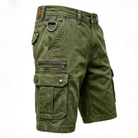 Lars | Funktionale Denim-Cargo-Shorts in Grün