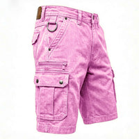 Lars | Funktionale Denim-Cargo-Shorts in Rosa