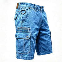 Lars | Funktionale Denim-Cargo-Shorts in Blau