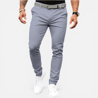 Pierre | Herren Stoffhose Slim Fit Elastischer Bund Business Casual in Hellgrau