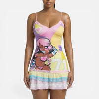 Zara | Damen Minikleid Print Spaghettiträger Sommer Feminin Trend in Rosa