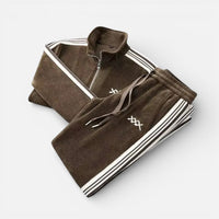 Lena | Damen Trainingsanzug Zweiteiler Freizeitset Komfort Casual Sporty in Braun