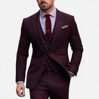 Armand | Herren Anzug Set Weste Slim Fit Business Elegant Hochzeit in Burgunder