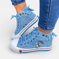 Jess | Damen High Top Sneaker Reißverschluss Urban Statement Trend in Hellblau