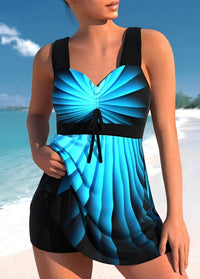 Jenna | Damen Badeanzug Schnelltrocknend Modern Sport Strand Sommer in Blau