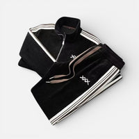 Lena | Damen Trainingsanzug Zweiteiler Freizeitset Komfort Casual Sporty in Schwarz