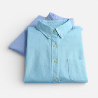Simon | Herren Hemd Knopfleiste Klassischer Kragen Business Casual Zeitlos in Blau