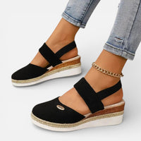 Anna | Damen Orthopädische Keilsandalen Riemen Komfort Stabil Sommer in Schwarz