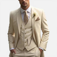 Armand | Herren Anzug Set Weste Slim Fit Business Elegant Hochzeit in Beige