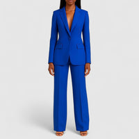 Dorothée | Damen Hosenanzug Taillierter Blazer Business Elegant Modern in Dunkelblau
