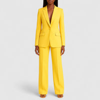 Dorothée | Damen Hosenanzug Taillierter Blazer Business Elegant Modern in Gelb