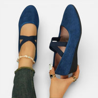 Mia | Damen Orthopädische Ballerinas Kreuzriemen Keilsohle Komfort in Blau