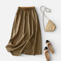 Joëlle | Damen Midirock Elastischer Bund Sommer Feminin Casual Vielseitig in Beige