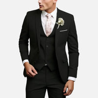 Armand | Herren Anzug mit Weste Elegant Dreiteilig Business Festlich in Schwarz