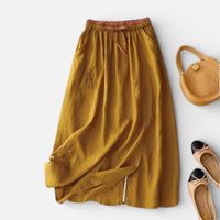 Joëlle | Damen Midirock Elastischer Bund Sommer Feminin Casual Vielseitig in Gelb