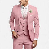 Armand | Herren Anzug mit Weste Elegant Dreiteilig Business Festlich in Rosa