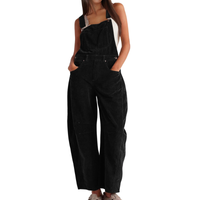 Imogen | Damen Latzhose Overall mit Weitem Bein in Schwarz