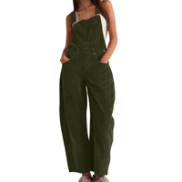 Imogen | Damen Latzhose Overall mit Weitem Bein in Olivgrün