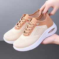 Ingrid | Damen Plateau Sneaker mit Schnürung in Beige