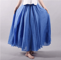 Ingrid | Damen Weit Schwingender Maxirock Elastischer Bund in Blau