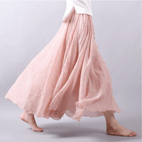 Ingrid | Damen Weit Schwingender Maxirock Elastischer Bund in Rosa