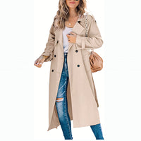 Ingrid | Langer Mantel mit Knopfleiste in Khaki