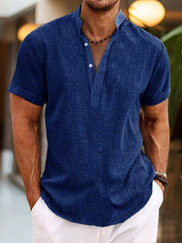 Daniel | Herren Sommerliches Henley Kurzarmshirt in Blau