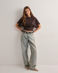 Isidora | Damen Oversized Kurzarm T-Shirt in Braun