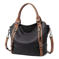 Isolde | Damen Hobo Bag Schultertasche in Schwarz Mit Braun