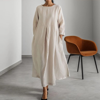 Wibke | Damen Rundhals 3/4-Arm Midikleid A-Linie in Weiß