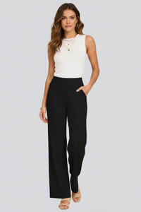 Isolde | Damen Wide-Leg Hose mit hohem Bund in Schwarz
