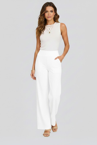 Isolde | Damen Wide-Leg Hose mit hohem Bund in Weiß