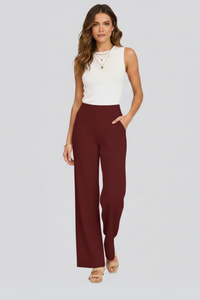 Isolde | Damen Wide-Leg Hose mit hohem Bund in Rot