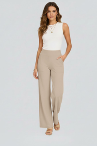 Isolde | Damen Wide-Leg Hose mit hohem Bund in Creme