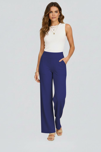 Isolde | Damen Wide-Leg Hose mit hohem Bund in Blau