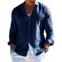 Rainer | Herren Langarmhemd Lässig Knöpfe Relaxed Fit Casual Komfort in Marineblau