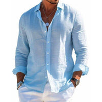 Rainer | Herren Langarmhemd Lässig Knöpfe Relaxed Fit Casual Komfort in Blau