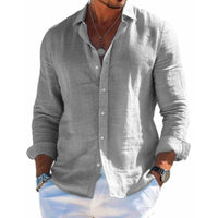 Rainer | Herren Langarmhemd Lässig Knöpfe Relaxed Fit Casual Komfort in Grau