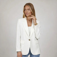 Victoire | Damen Blazer Klassisch Reverskragen Einknopf Elegant Business in Weiß