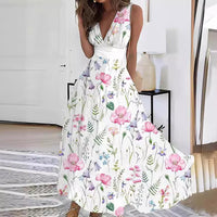 Jacqueline | Damen Ärmelloses Blumenkleid im A-Linien-Stil in Pinke Blume