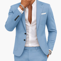Joachim | Herren Hellblau Zwei-Teiler Anzug Set in Blau