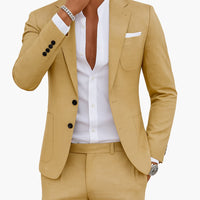 Joachim | Herren Hellblau Zwei-Teiler Anzug Set in Beige