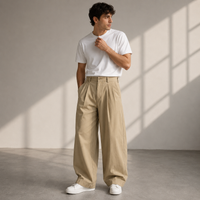 Jonathan | Herren Lässige Wide Leg Freizeithose in Khaki
