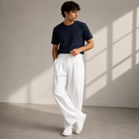 Jonathan | Herren Moderne Wide Leg Freizeithose in Weiß