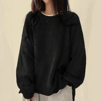 Wera | Damen Oversized Langärmliger Pullover in Schwarz