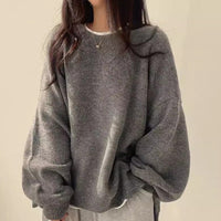 Wera | Damen Oversized Langärmliger Pullover in Grau