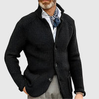 Jovel | Herren strukturierte Strickjacke im Blazer-Stil in Schwarz